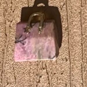 🆕RHODONITE JASPER GENUINE NATURAL STONE QUARTZ CARVED PURSE BAG TOTE CHARM #5